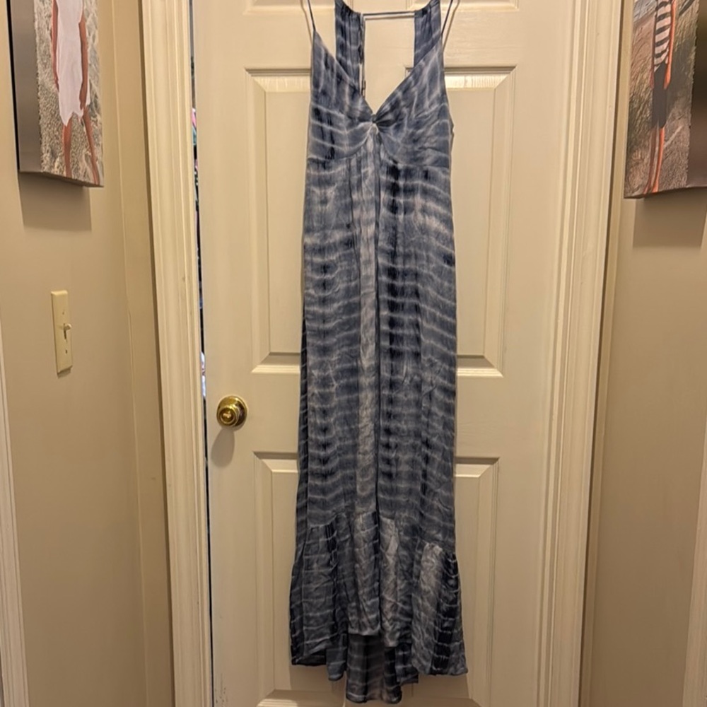 Promesa Blue and White Tie-Dye Maxi Dress